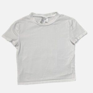 H&M Divided Fitted Short Sleeve Crop Top White Size M